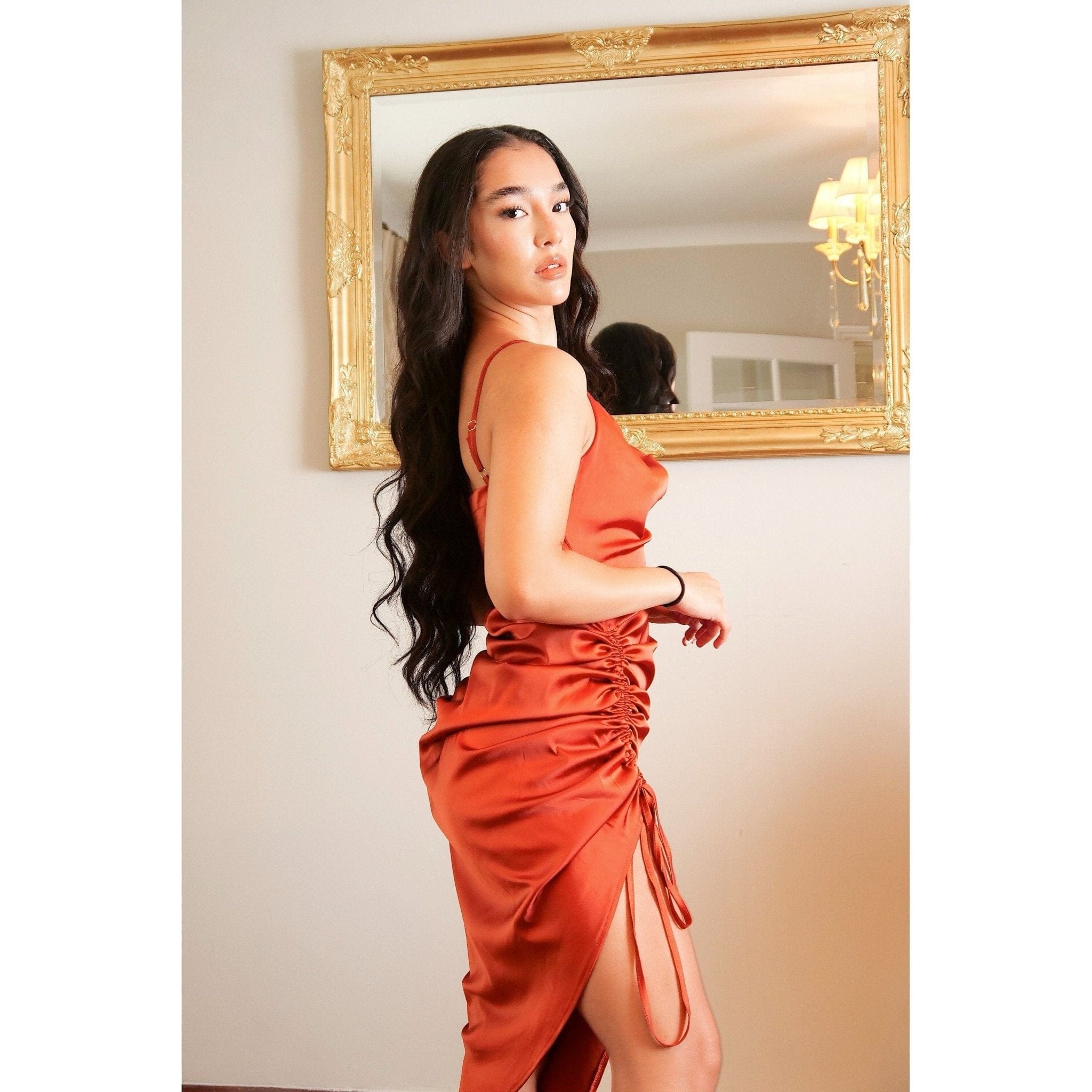 Ivy Ekong Audrina Satin Midi Bodycon Dress