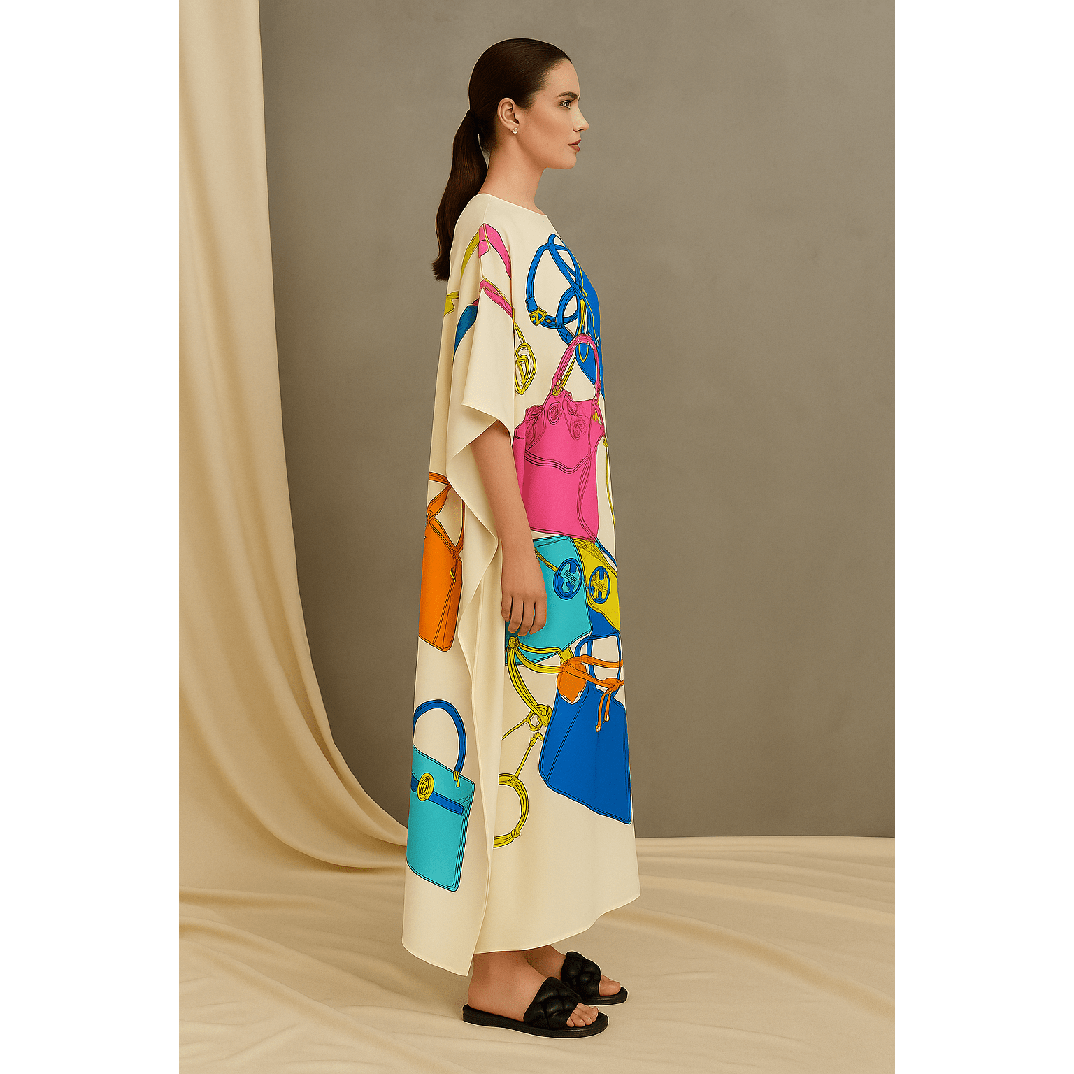 Ivy Ekong Cairo Luxe Handbag Print Silk Caftan
