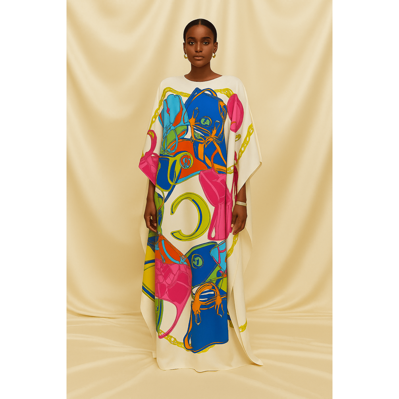 Ivy Ekong Cairo Luxe Handbag Print Silk Caftan