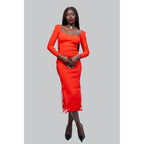 Ivy Ekong Christina Side Lace Midi Dress
