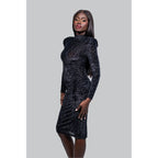 Ivy Ekong Hailee Black Leopard Print Midi Dress