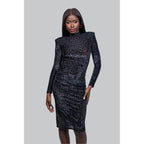 Ivy Ekong Hailee Black Leopard Print Midi Dress