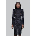 Ivy Ekong Hailee Black Leopard Print Midi Dress