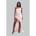 Ivy Ekong Kimora Strapless Long Feather Dress