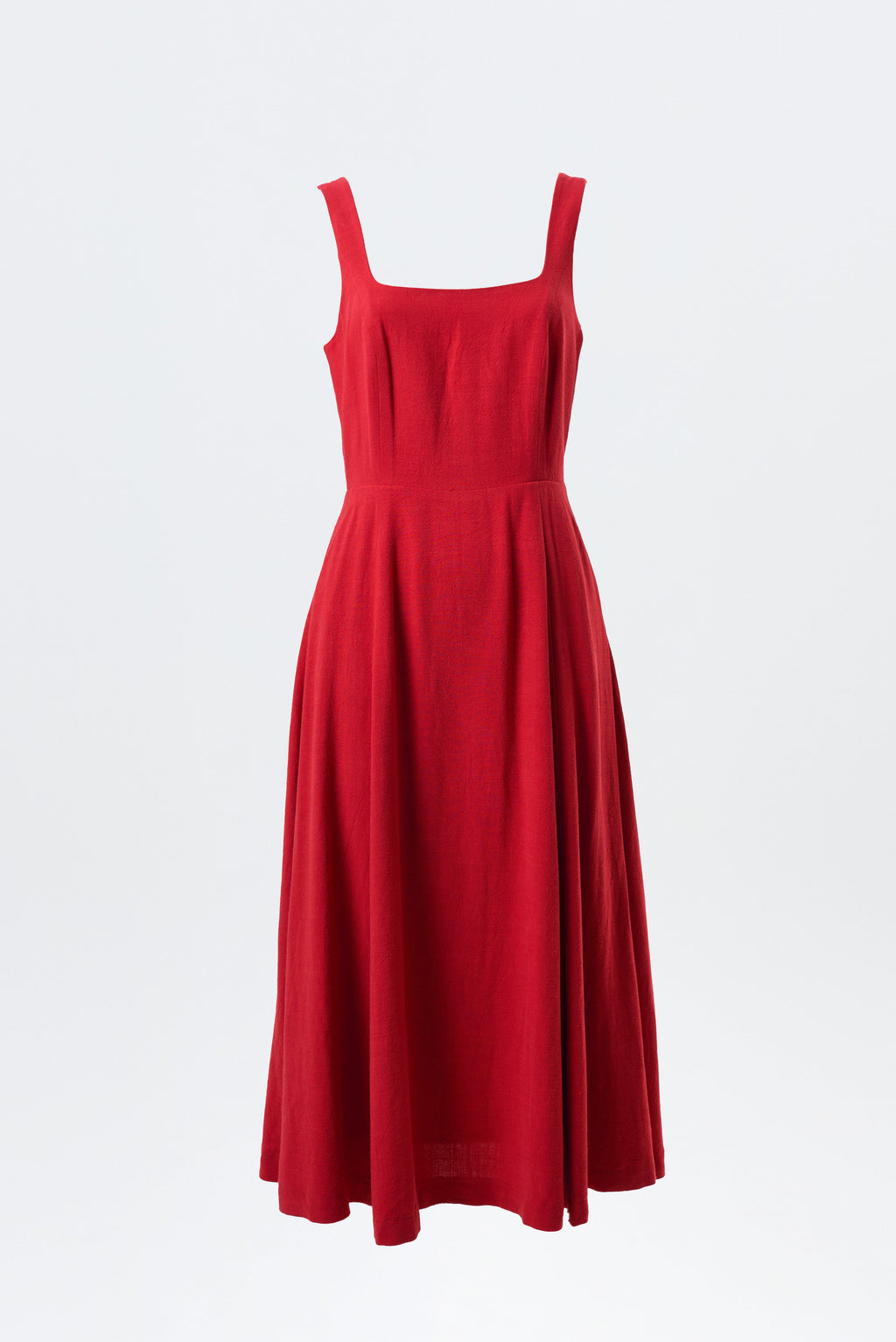 Louche Baya Linen Mix Square Neck Midi Dress