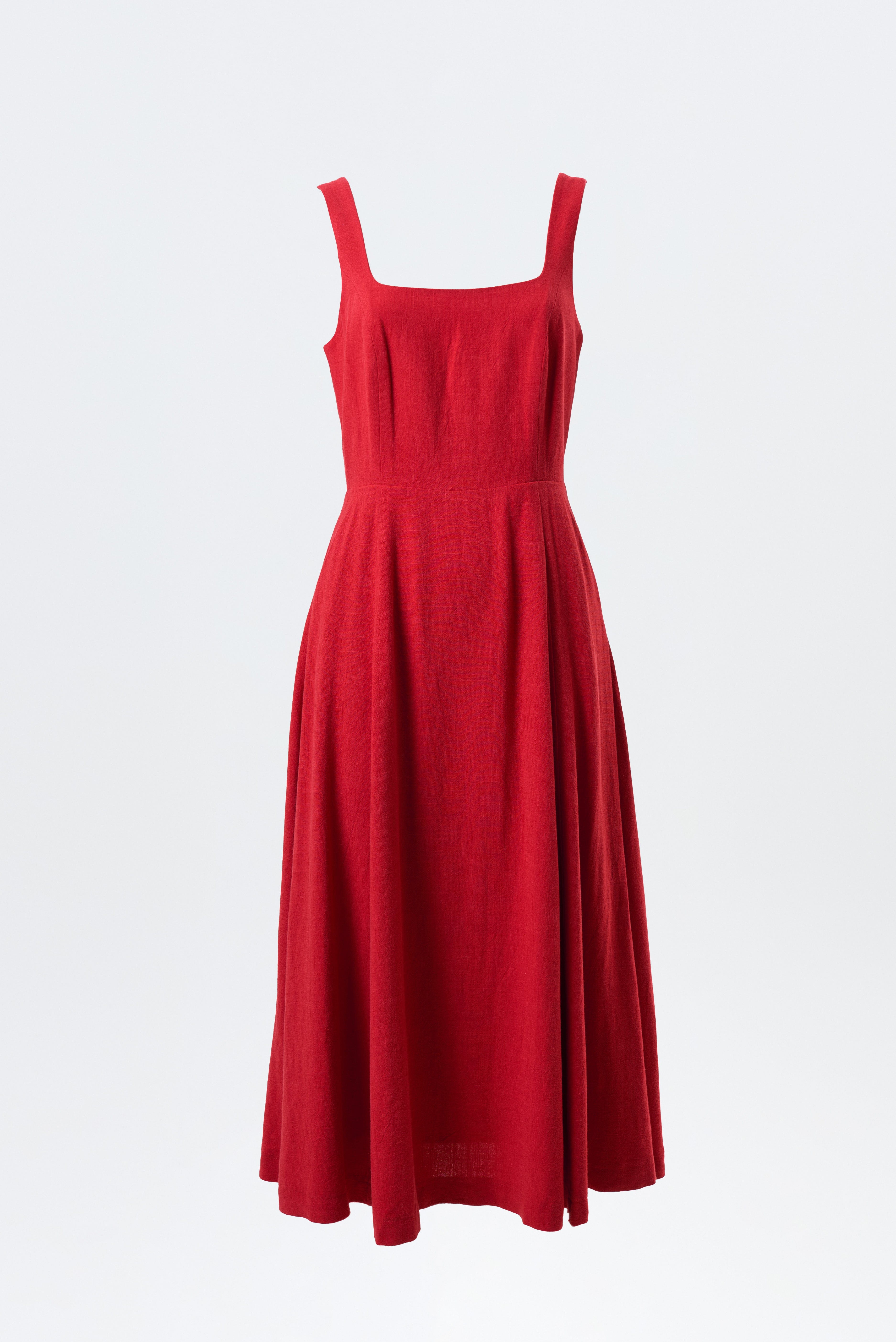 Louche Baya Linen Mix Square Neck Midi Dress