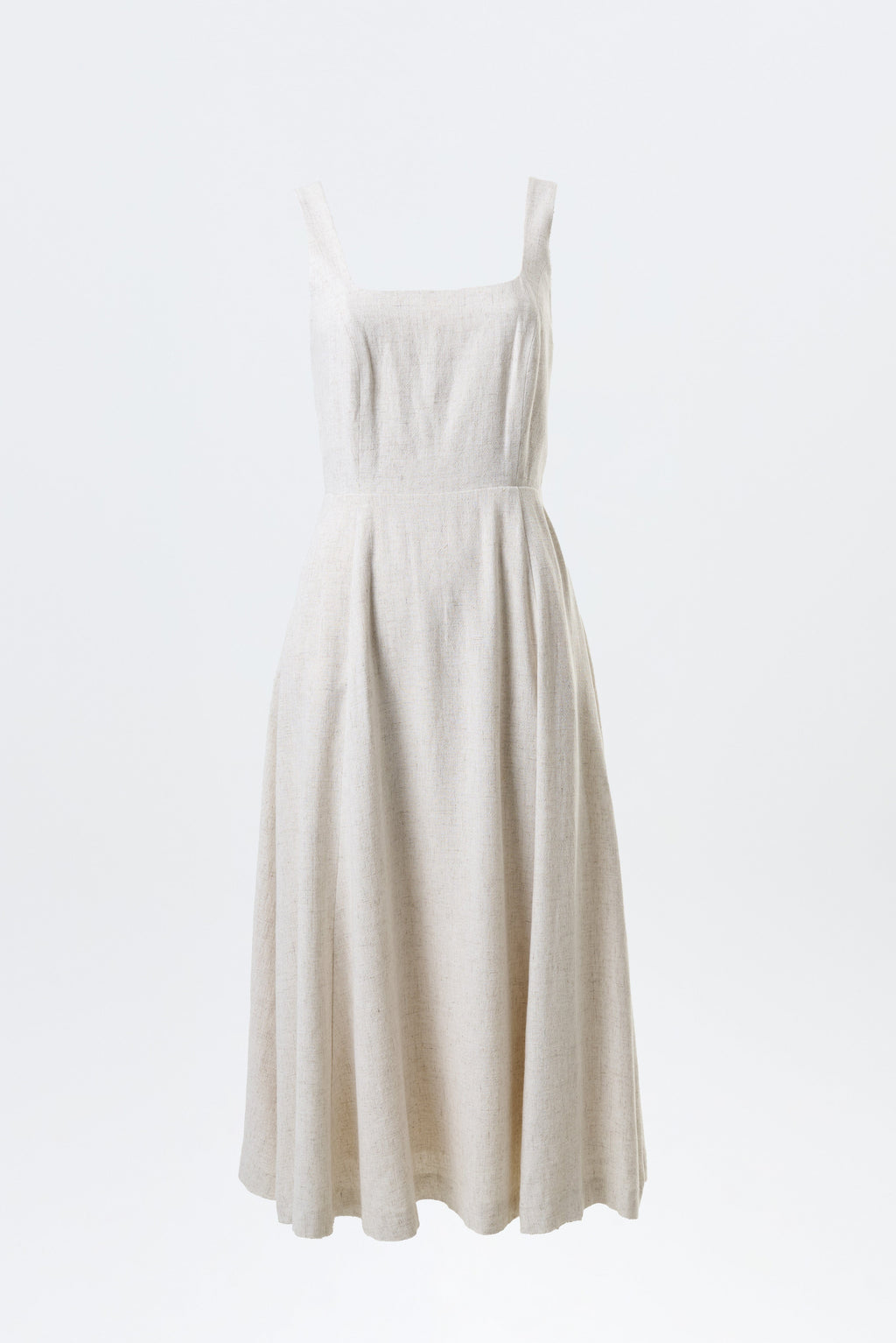 Louche Baya Linen Mix Square Neck Midi Dress