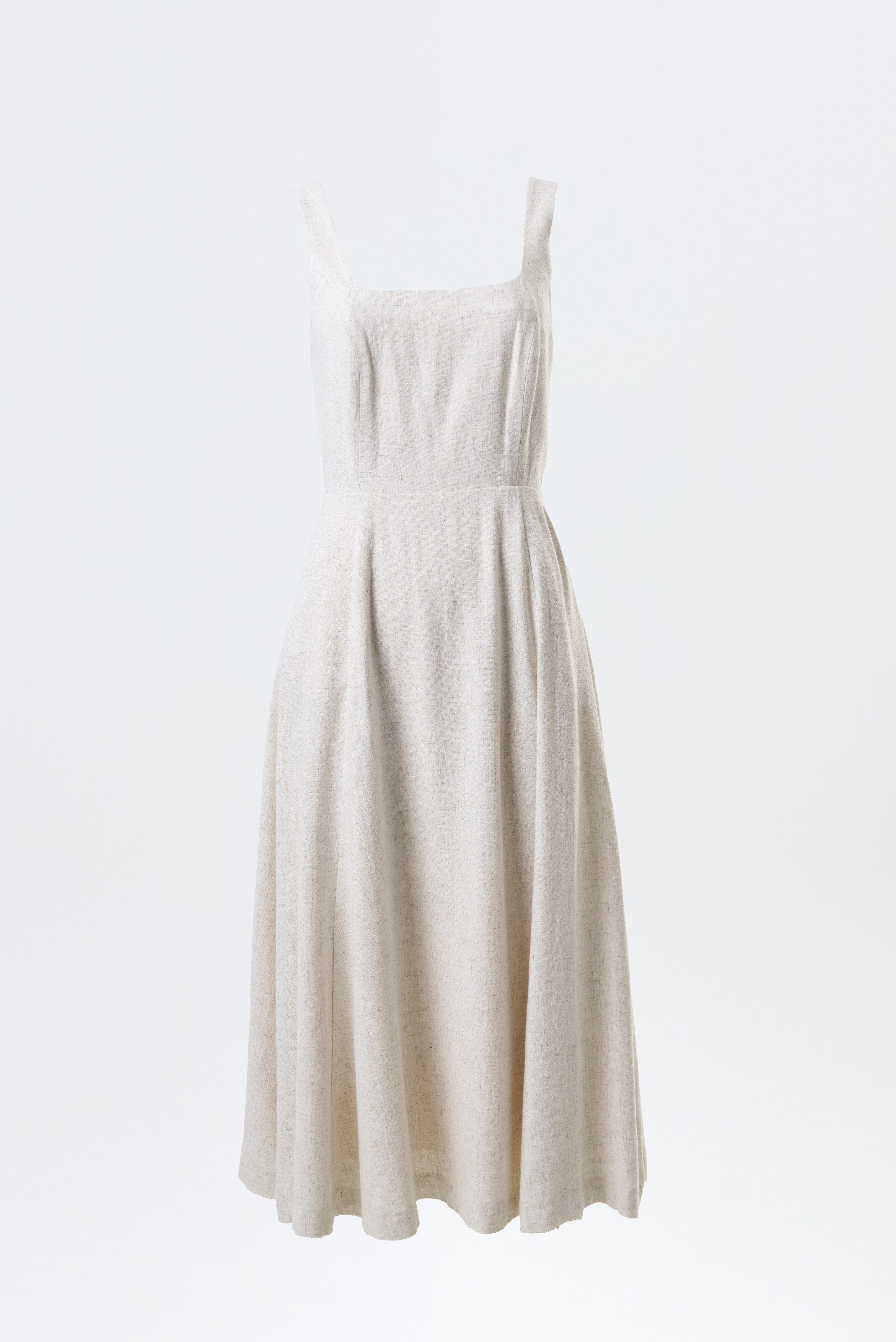 Louche Baya Linen Mix Square Neck Midi Dress