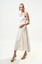 Louche Baya Linen Mix Square Neck Midi Dress