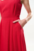 Louche Baya Linen Mix Square Neck Midi Dress
