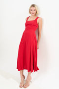 Louche Baya Linen Mix Square Neck Midi Dress