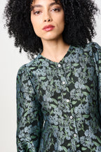 Louche Clementine Blossom Jacquard Peplum Blouse