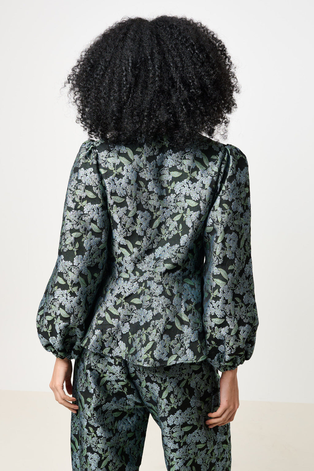 Louche Clementine Blossom Jacquard Peplum Blouse