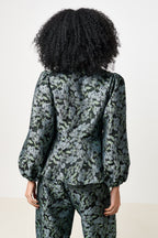Louche Clementine Blossom Jacquard Peplum Blouse