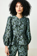 Louche Clementine Blossom Jacquard Peplum Blouse