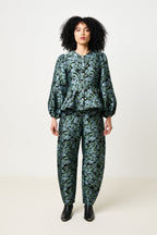 Louche Clementine Blossom Jacquard Peplum Blouse