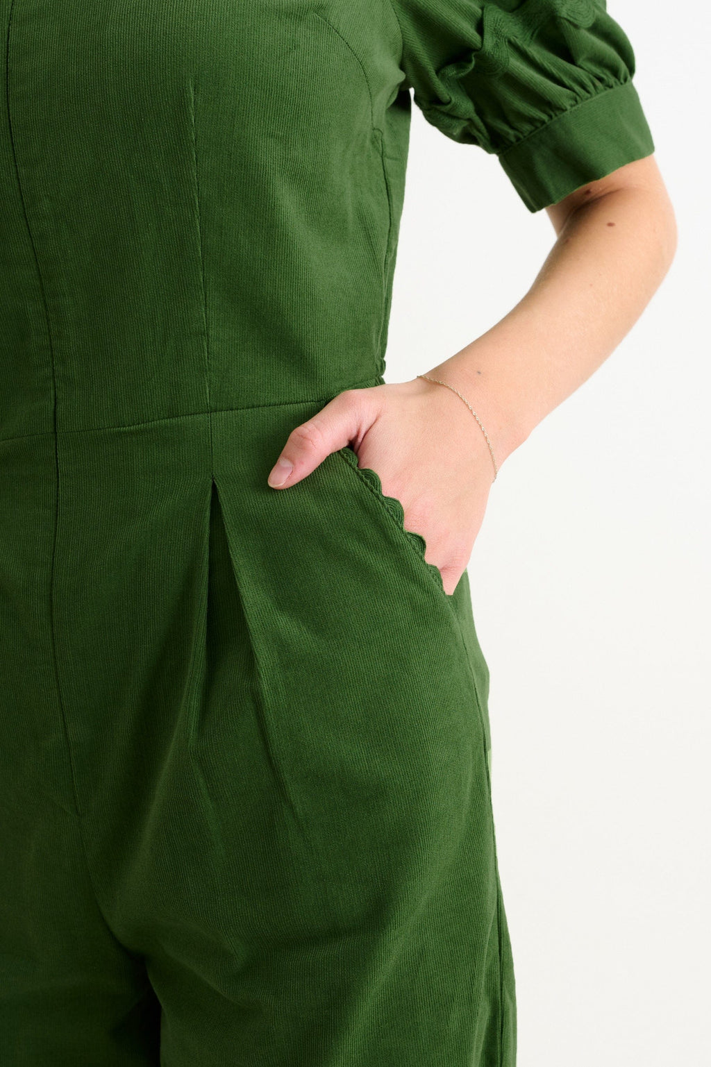 Louche Finlay Babycord V Neck Ric Rac Trim Jumpsuit