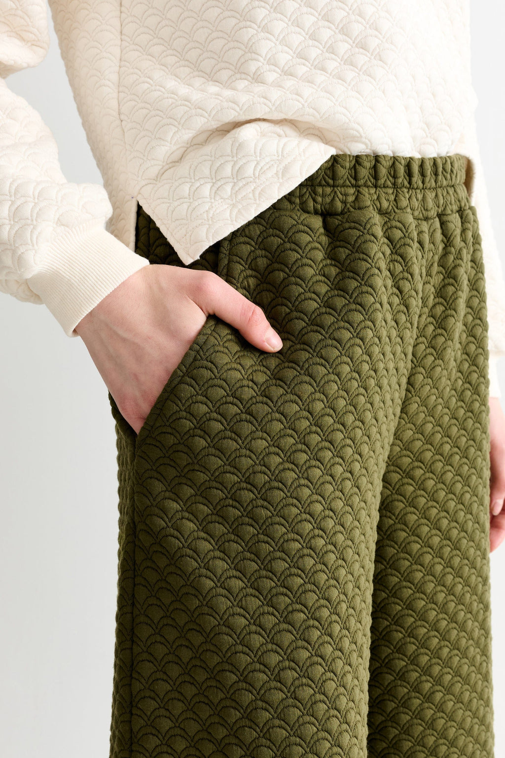 Louche Flory Scallop Quilt Wide Leg Trouser