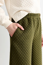 Louche Flory Scallop Quilt Wide Leg Trouser