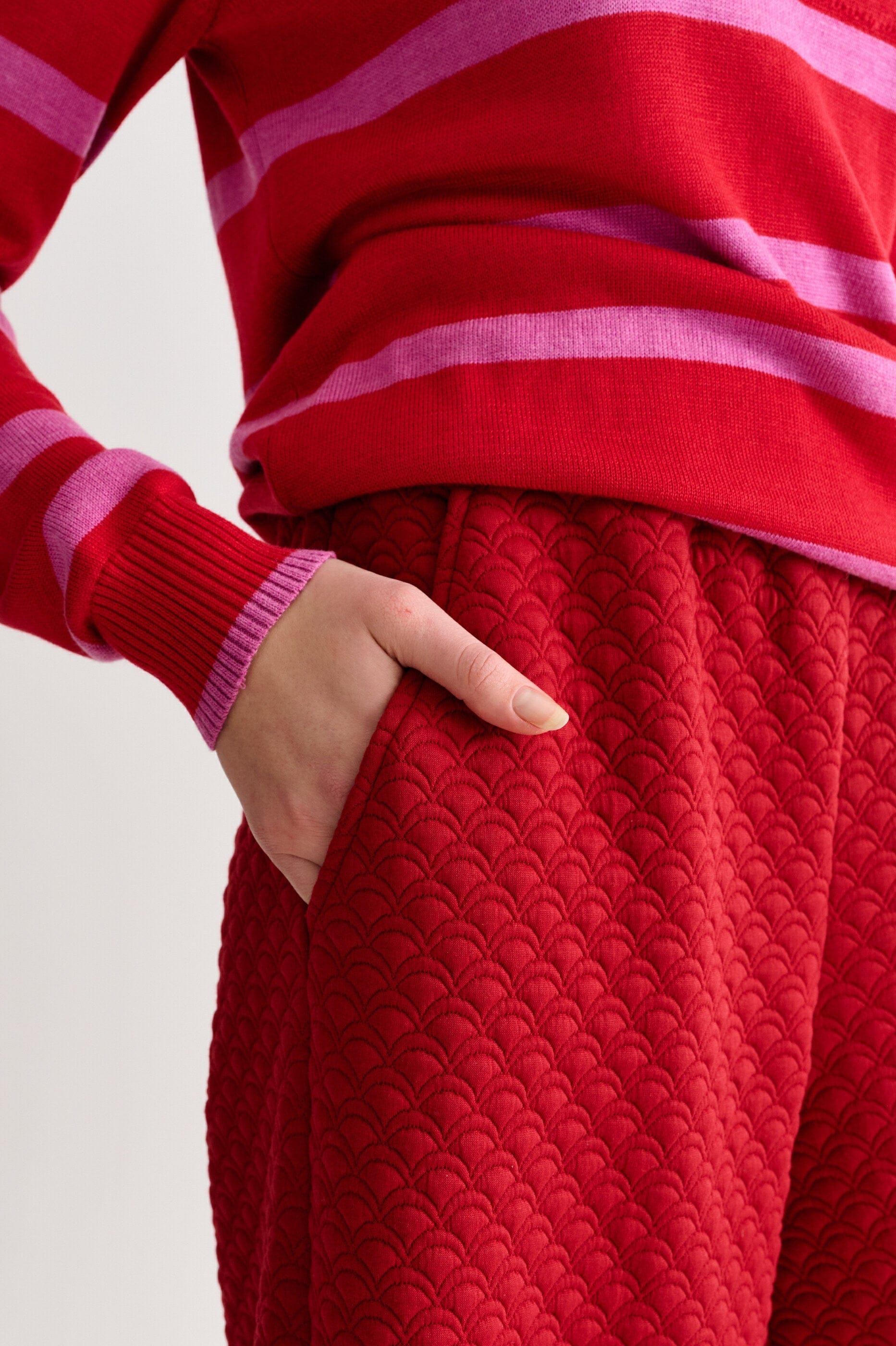 Louche Flory Scallop Quilt Wide Leg Trouser