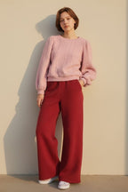 Louche Flory Scallop Quilt Wide Leg Trouser
