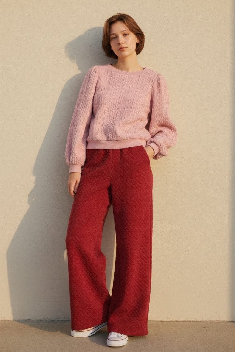 Louche Flory Scallop Quilt Wide Leg Trouser
