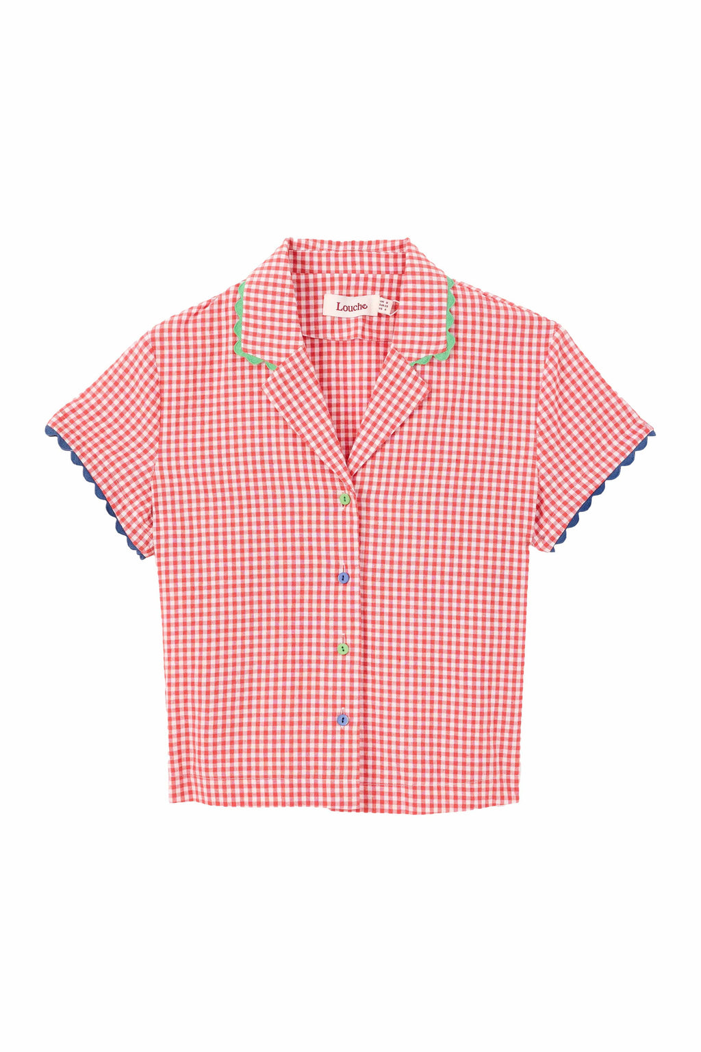 Louche Marika Gingham Ric Rac Trim Resort Shirt