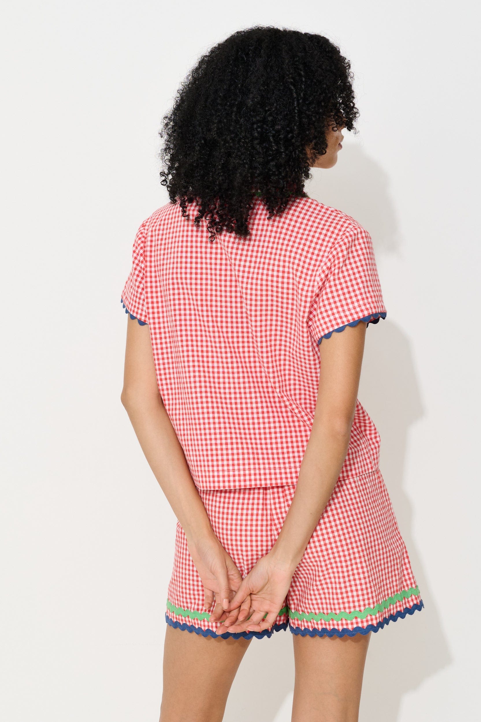 Louche Marika Gingham Ric Rac Trim Resort Shirt