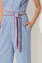 Louche Marleen Gingham Ric Rac Trim Cropped Jumpsuit
