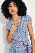 Louche Marleen Gingham Ric Rac Trim Cropped Jumpsuit