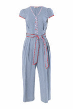 Louche Marleen Gingham Ric Rac Trim Cropped Jumpsuit