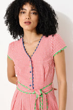 Louche Marleen Gingham Ric Rac Trim Cropped Jumpsuit