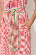 Louche Marleen Gingham Ric Rac Trim Cropped Jumpsuit
