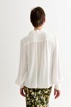 Louche Octavia Moss Crepe Overlap Collar Shirt