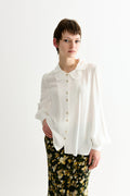 Louche Octavia Moss Crepe Overlap Collar Shirt