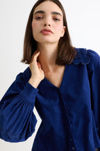 Louche Pallas Babycord Big Collar Ric Rac Trimmed Blouse