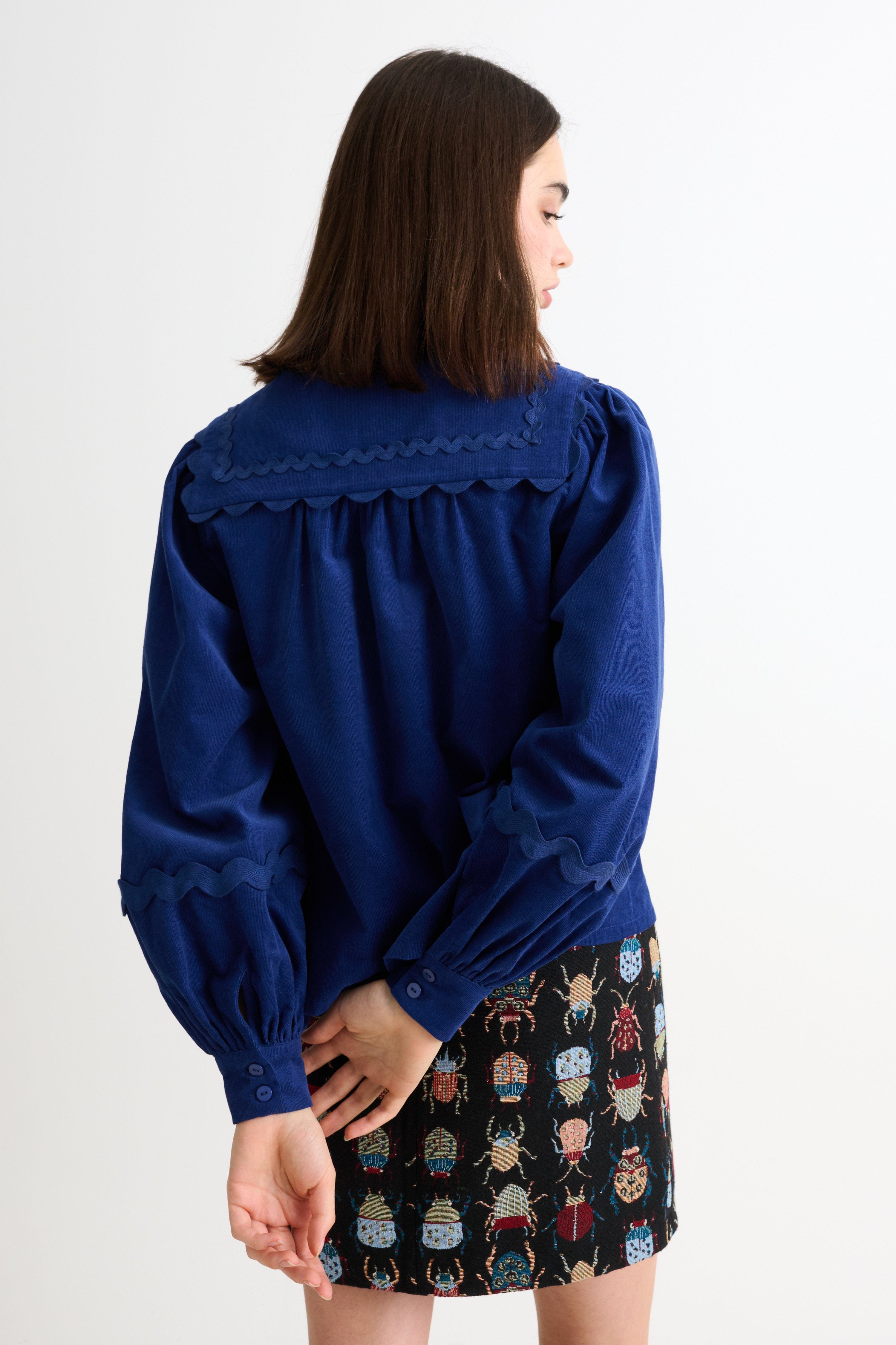 Louche Pallas Babycord Big Collar Ric Rac Trimmed Blouse