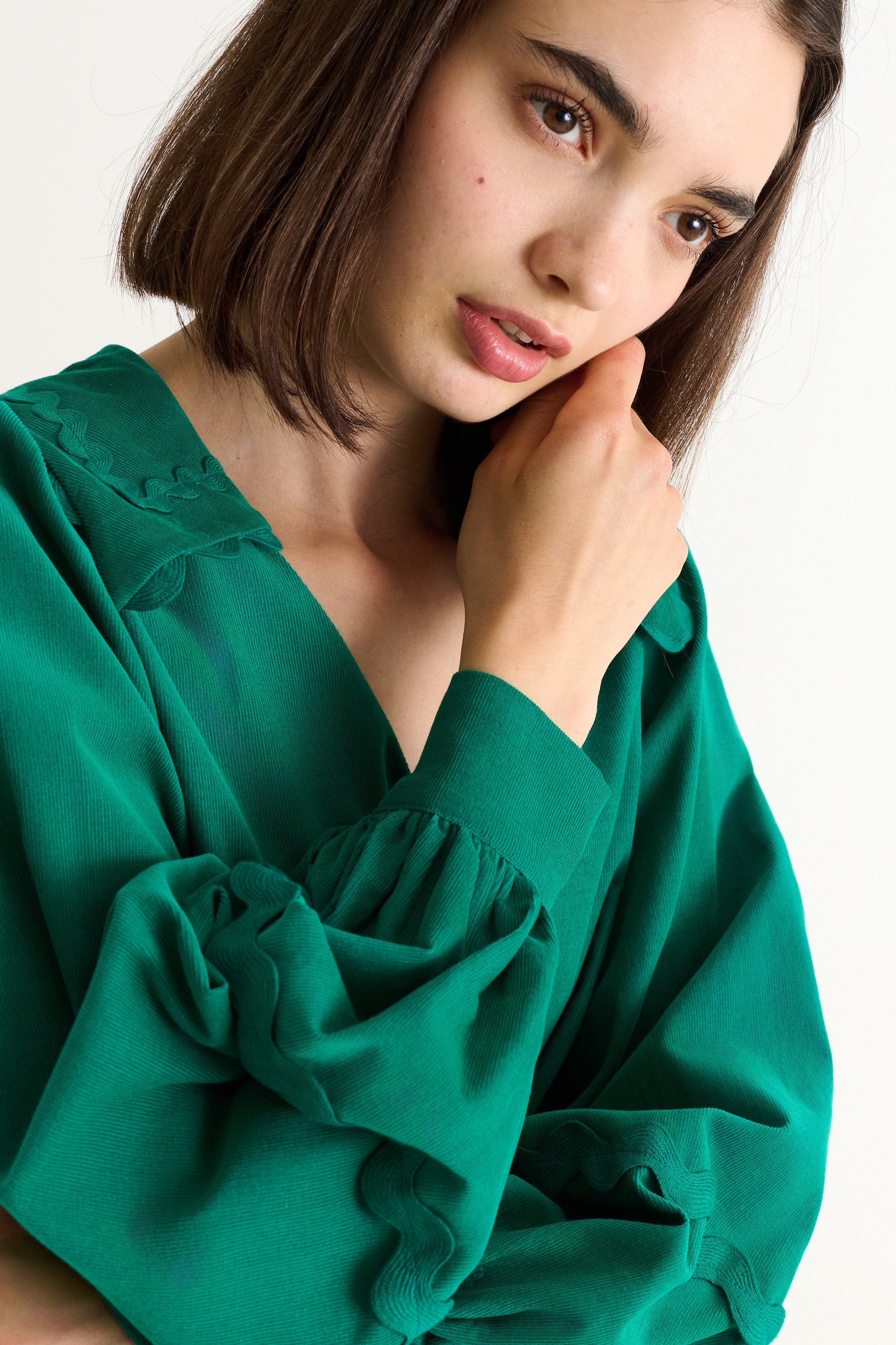 Louche Pallas Babycord Big Collar Ric Rac Trimmed Blouse