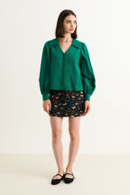 Louche Pallas Babycord Big Collar Ric Rac Trimmed Blouse