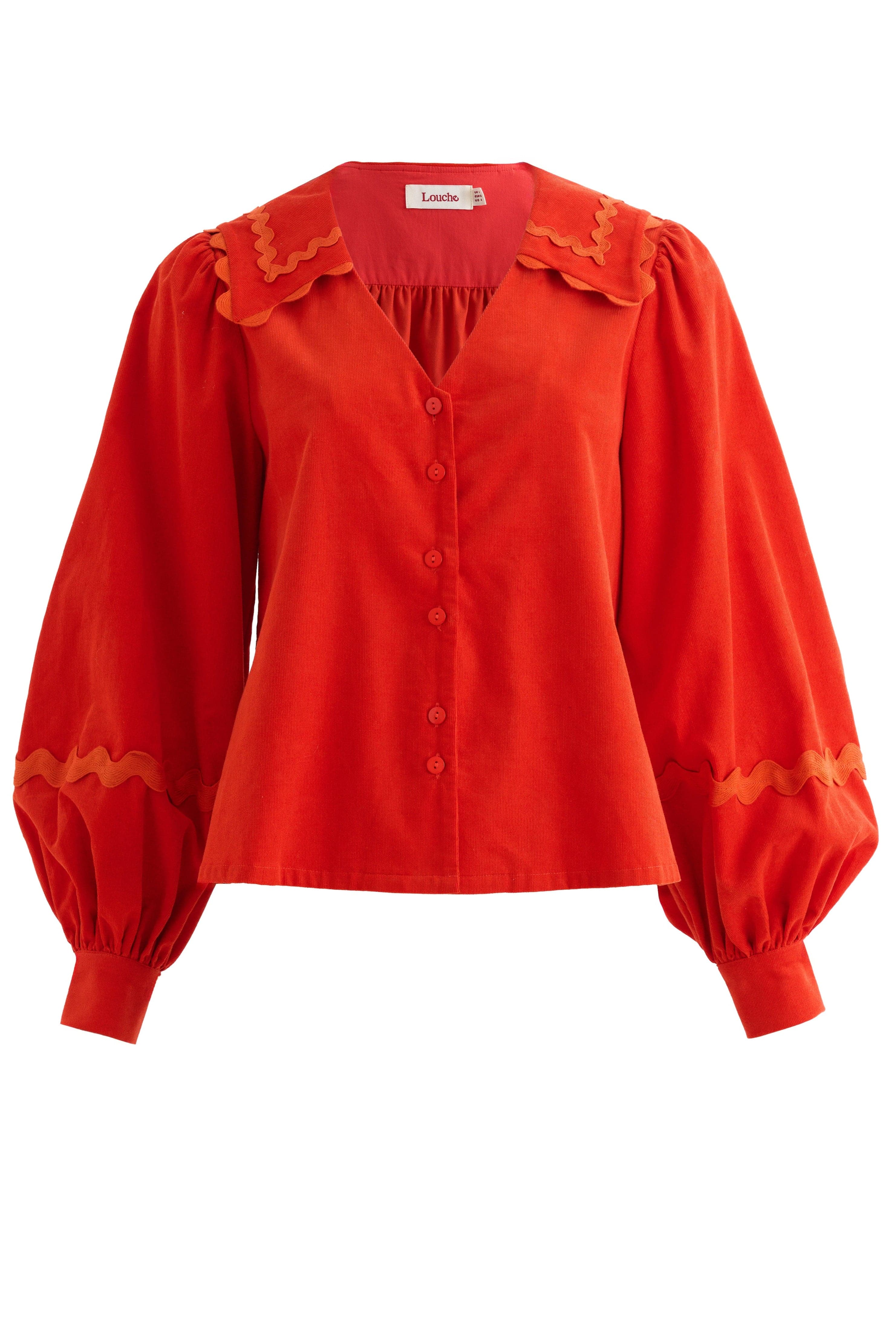 Louche Pallas Babycord Big Collar Ric Rac Trimmed Blouse