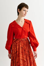 Louche Pallas Babycord Big Collar Ric Rac Trimmed Blouse