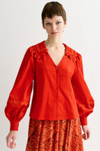 Louche Pallas Babycord Big Collar Ric Rac Trimmed Blouse