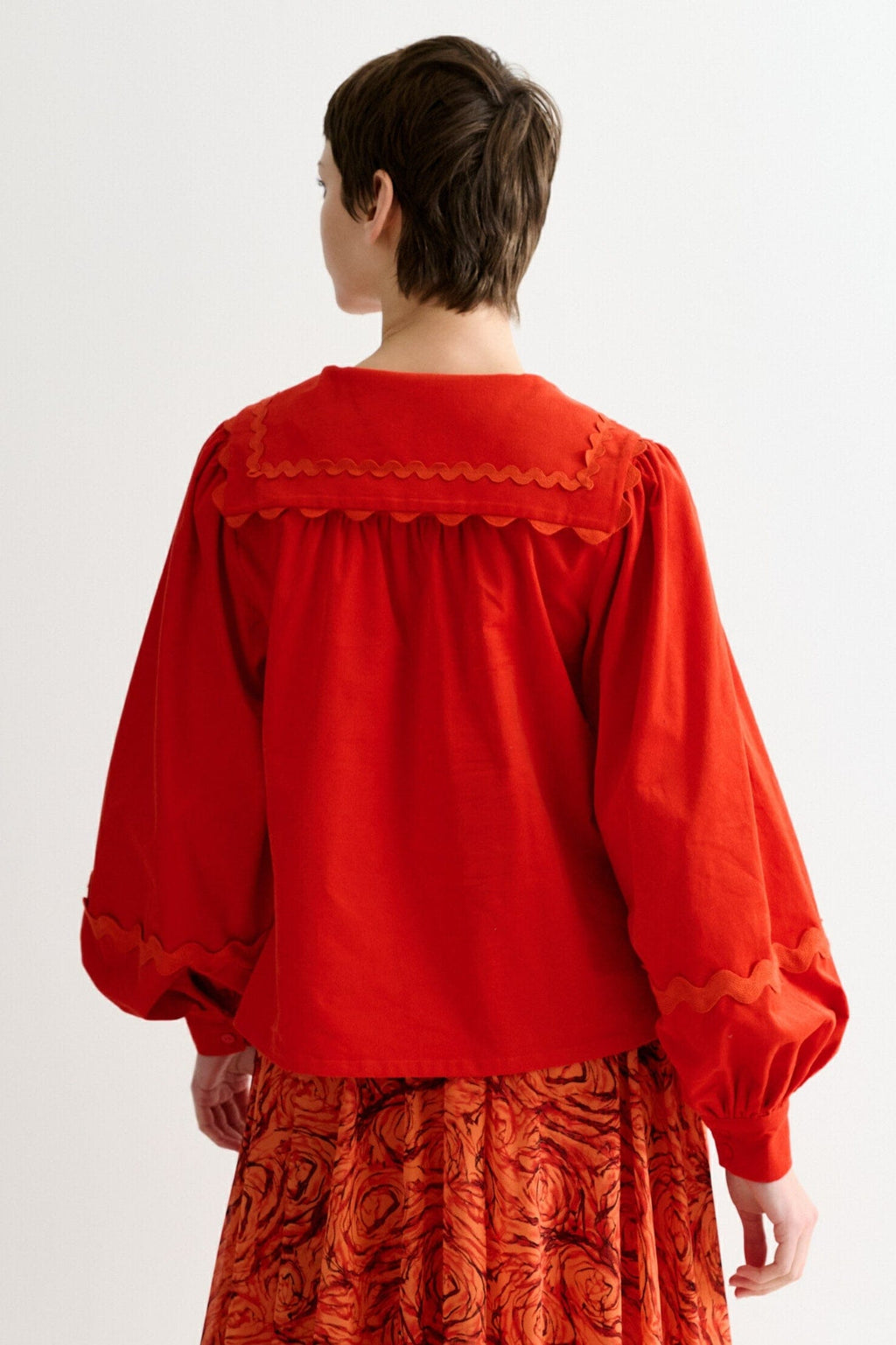 Louche Pallas Babycord Big Collar Ric Rac Trimmed Blouse