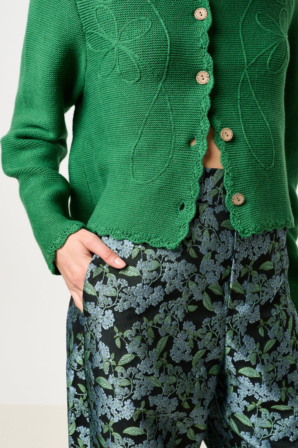Louche Sutton Blossom Jacquard Barrel Trouser