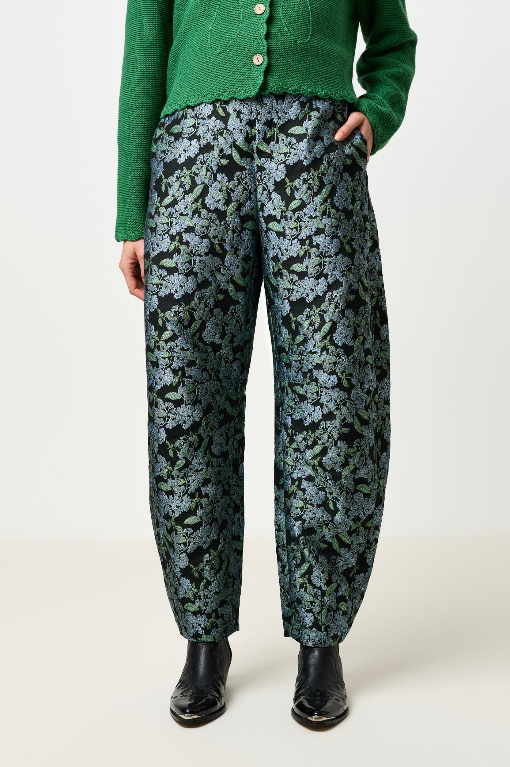 Louche Sutton Blossom Jacquard Barrel Trouser