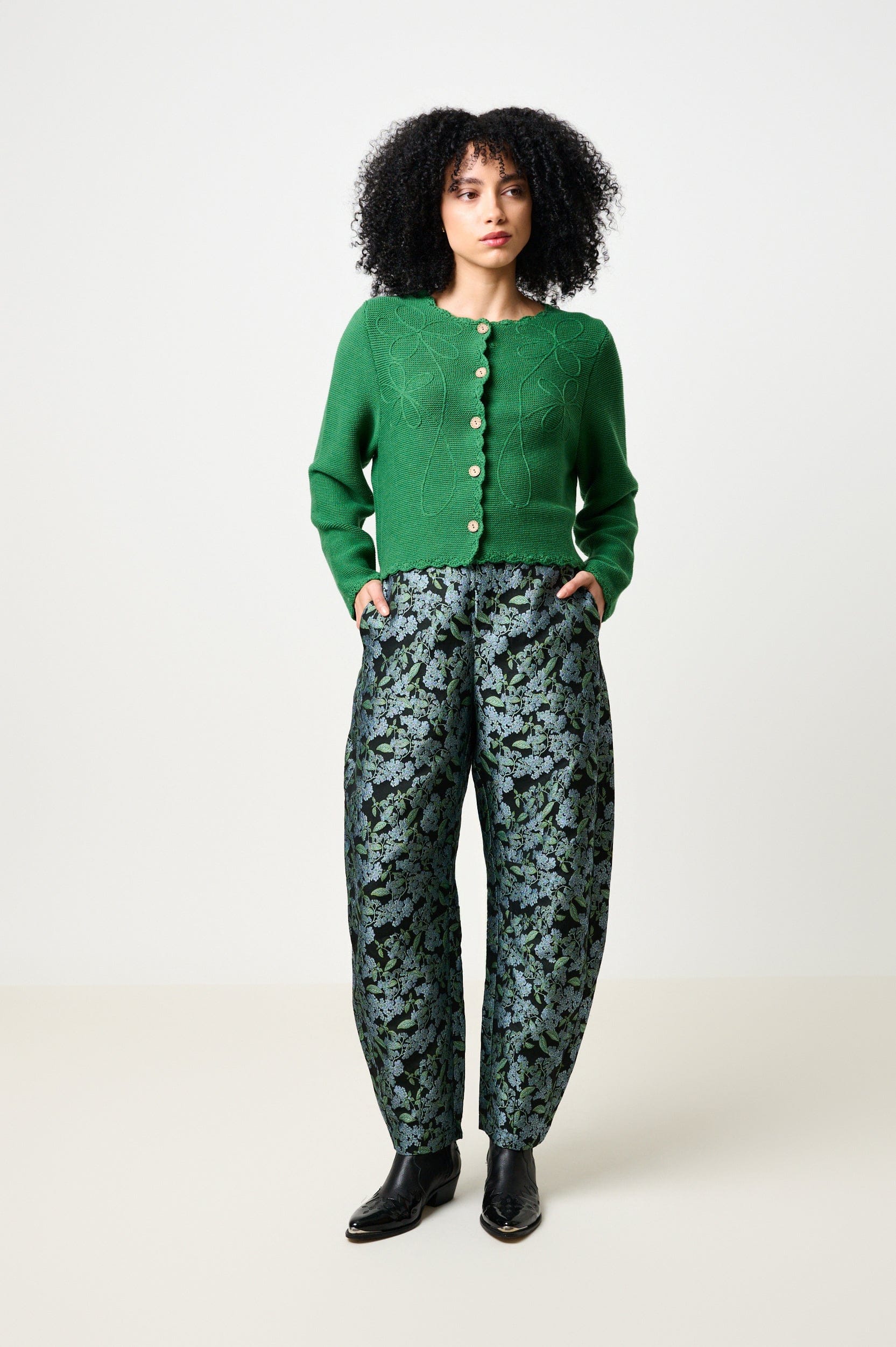 Louche Sutton Blossom Jacquard Barrel Trouser