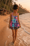 Meraki Beach Lila Recycled Silk Wrap Beach Skirt/Mini Dress