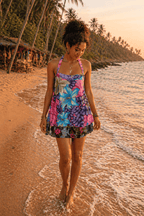 Meraki Beach Lila Recycled Silk Wrap Beach Skirt/Mini Dress