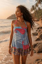 Meraki Beach Lila Recycled Silk Wrap Beach Skirt/Mini Dress