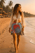 Meraki Beach Lila Recycled Silk Wrap Beach Skirt/Mini Dress
